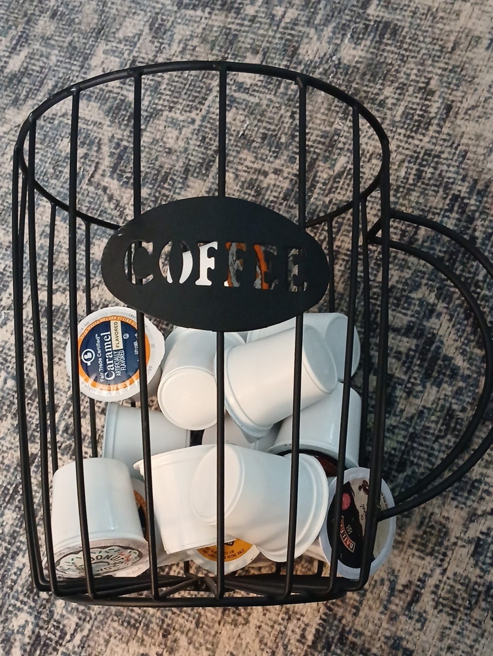 Coffee Pod Holder Basket - Black Metal Coffee Organizer